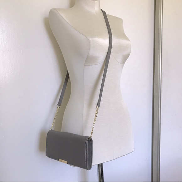 Ted Baker London Envelope Clutch Small Shoulder Crossbody Bag Taupe Grey Gold - Picture 2 of 6